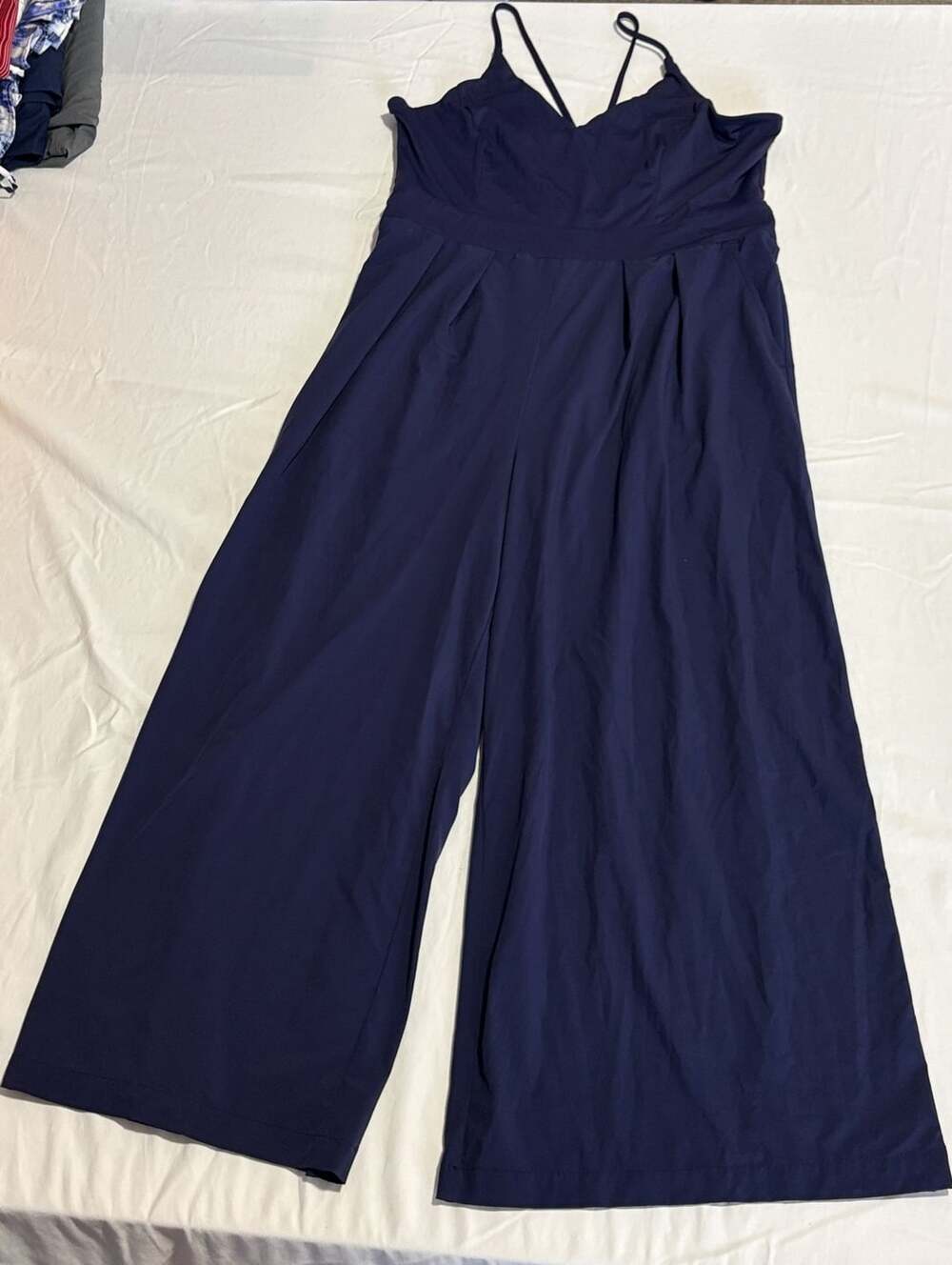 Halara Jumpsuit Size XL Petite Blue Cami Wide Leg